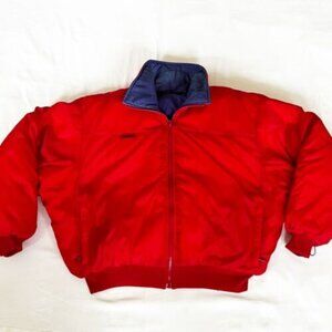 Vintage Sz XL Puffer Jacket Columbia Mens Reversible Down Red Blue Radial Sleeve